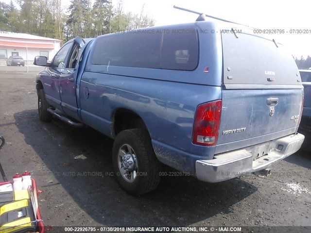 3D7KS28C55G758812 - 2005 DODGE RAM 2500 ST/SLT BLUE photo 3