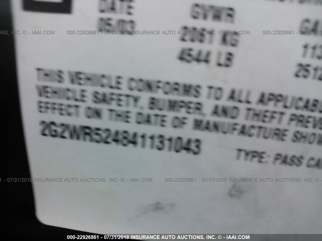 2G2WR524841131043 - 2004 PONTIAC GRAND PRIX GTP GREEN photo 9