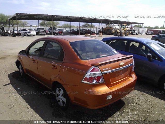 KL1TD56657B189258 - 2007 CHEVROLET AVEO LS ORANGE photo 3