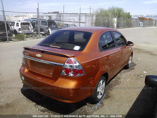 KL1TD56657B189258 - 2007 CHEVROLET AVEO LS ORANGE photo 4