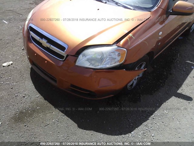 KL1TD56657B189258 - 2007 CHEVROLET AVEO LS ORANGE photo 6