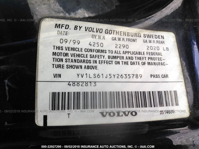 YV1LS61J5Y2635789 - 2000 VOLVO S70 SE BLUE photo 9