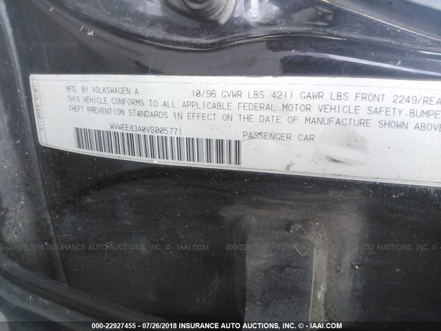 WVWEE83A0VB005771 - 1997 VOLKSWAGEN PASSAT GLX 黑色 照片 9