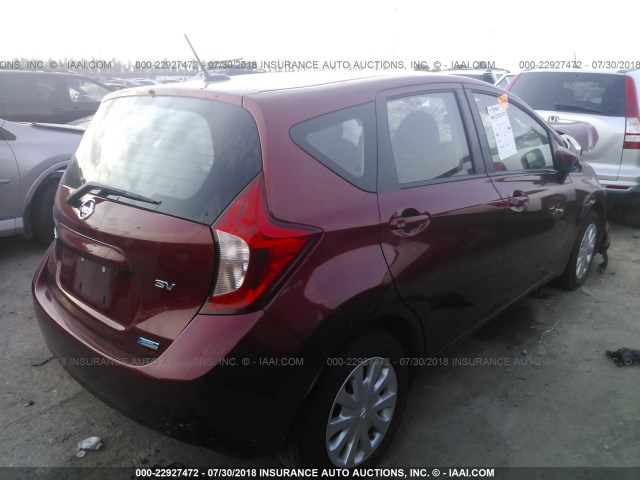 3N1CE2CPXGL361576 - 2016 NISSAN VERSA NOTE S/S PLUS/SV/SL/SR RED photo 4