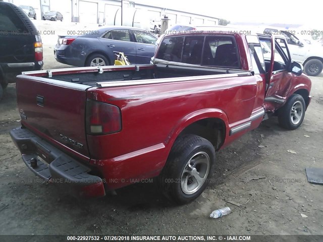 1GCCS195518125610 - 2001 CHEVROLET S TRUCK S10 RED photo 4