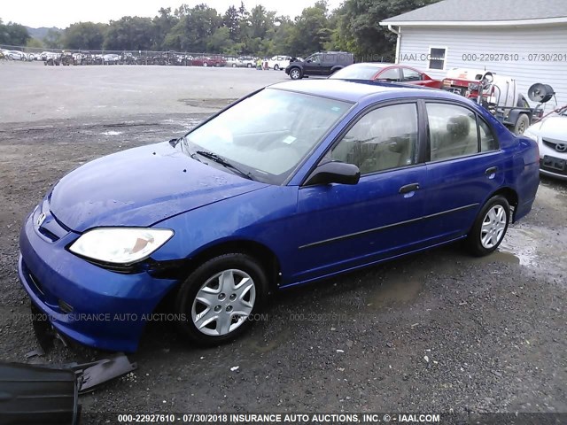 1HGES16395L008192 - 2005 HONDA CIVIC DX VP BLUE photo 2