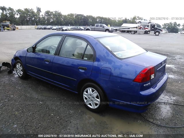 1HGES16395L008192 - 2005 HONDA CIVIC DX VP BLUE photo 3