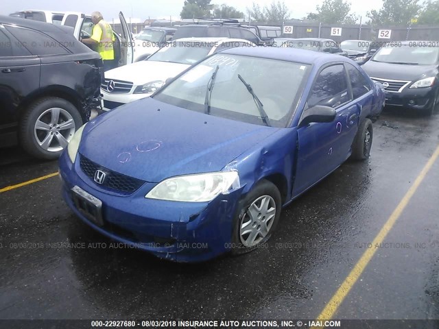 1HGEM21134L041631 - 2004 HONDA CIVIC DX VP BLUE photo 2