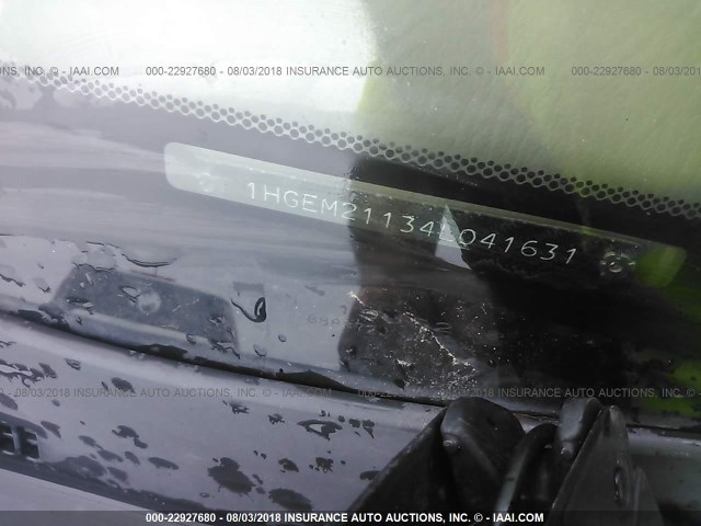 1HGEM21134L041631 - 2004 HONDA CIVIC DX VP BLUE photo 9