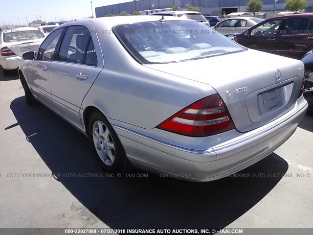 WDBNG70J31A134823 - 2001 MERCEDES-BENZ S 430 SILVER photo 3