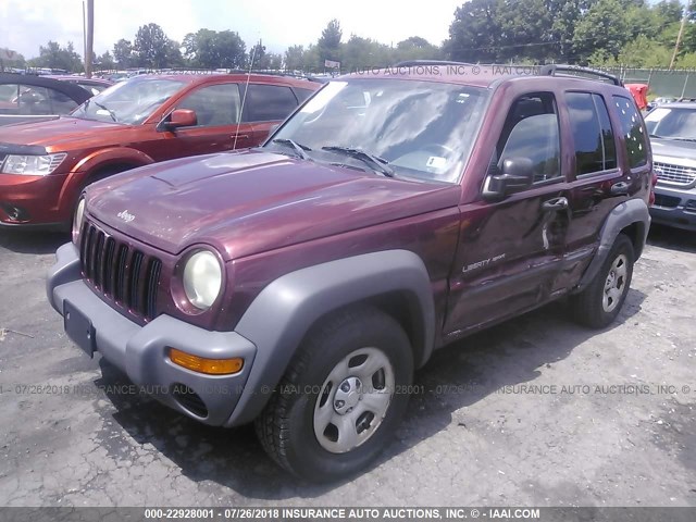 1J4GL48KX3W606906 - 2003 JEEP LIBERTY SPORT/FREEDOM ბურგუნდია ფოტო 2