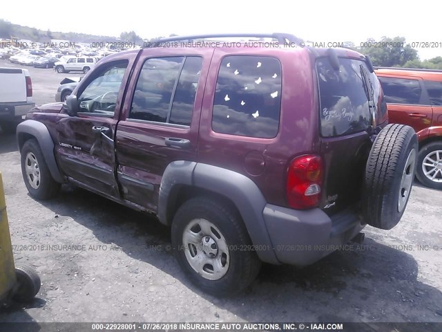 1J4GL48KX3W606906 - 2003 JEEP LIBERTY SPORT/FREEDOM BURGUNDY photo 3