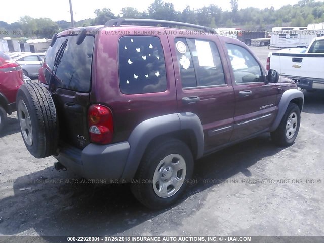 1J4GL48KX3W606906 - 2003 JEEP LIBERTY SPORT/FREEDOM ბურგუნდია ფოტო 4