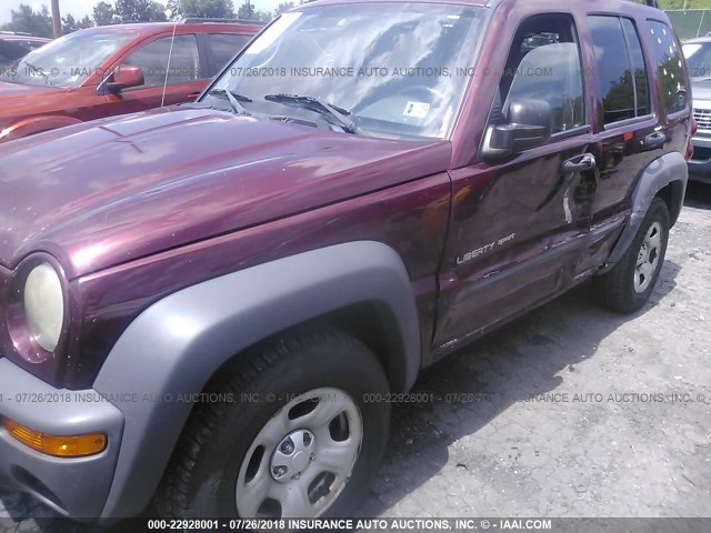 1J4GL48KX3W606906 - 2003 JEEP LIBERTY SPORT/FREEDOM ბურგუნდია ფოტო 6