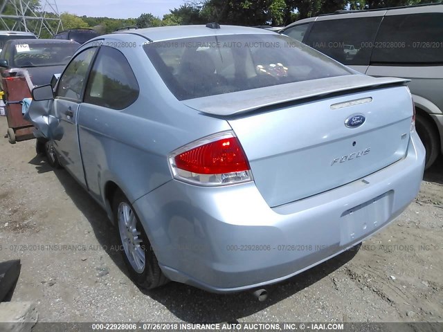 1FAHP33N28W287850 - 2008 FORD FOCUS SE/SEL/SES Light Blue photo 3