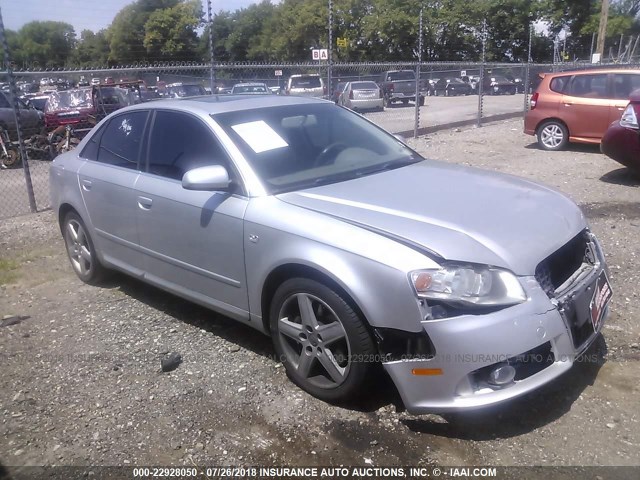 WAUAF78E58A067286 - 2008 AUDI A4 2.0T SILVER photo 1