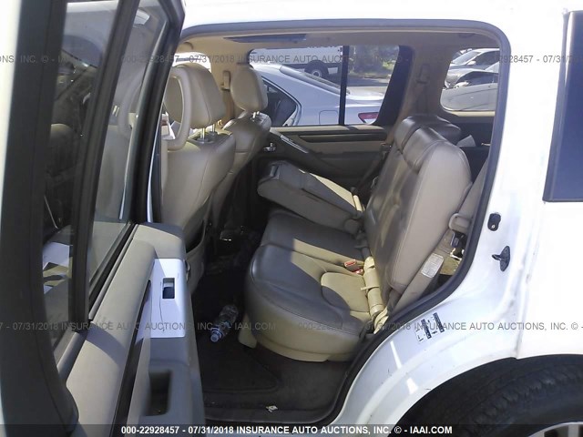 5N1BR18B08C638636 - 2008 NISSAN PATHFINDER LE/SE WHITE photo 8