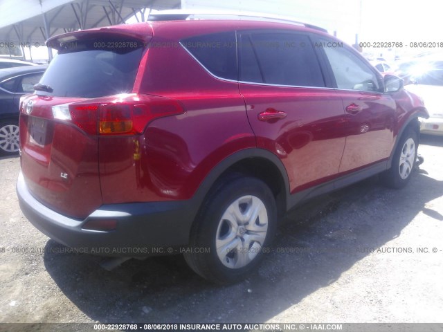 2T3ZFREV3EW093582 - 2014 TOYOTA RAV4 LE RED photo 4