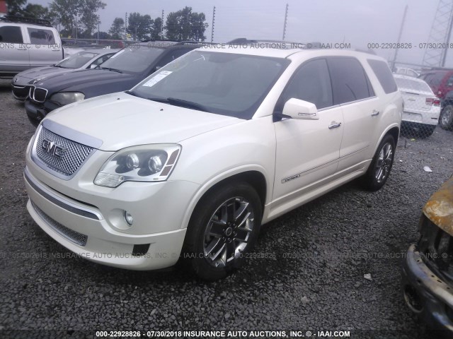 1GKKRTED2BJ272174 - 2011 GMC ACADIA DENALI WHITE photo 2