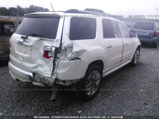 1GKKRTED2BJ272174 - 2011 GMC ACADIA DENALI WHITE photo 4