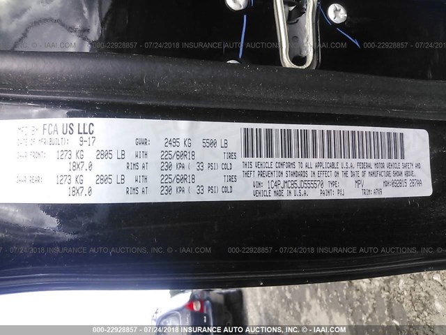 1C4PJMCB5JD555570 - 2018 JEEP CHEROKEE LATITUDE Czarny zdjęcie 9