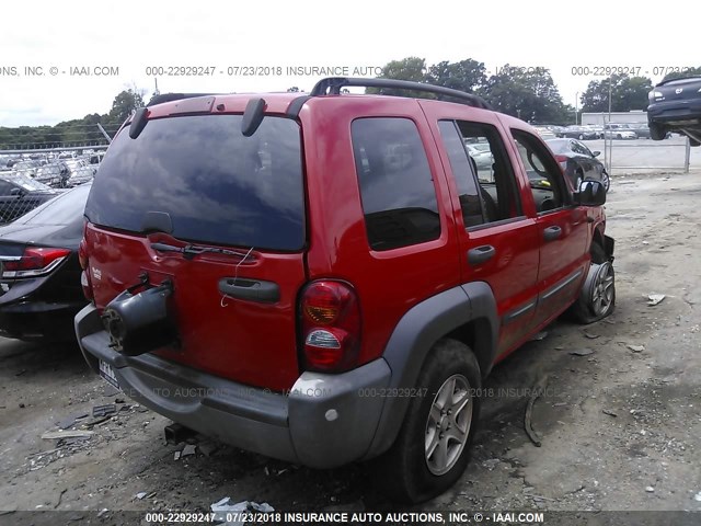 1J4GK48K14W328885 - 2004 JEEP LIBERTY SPORT RED photo 4