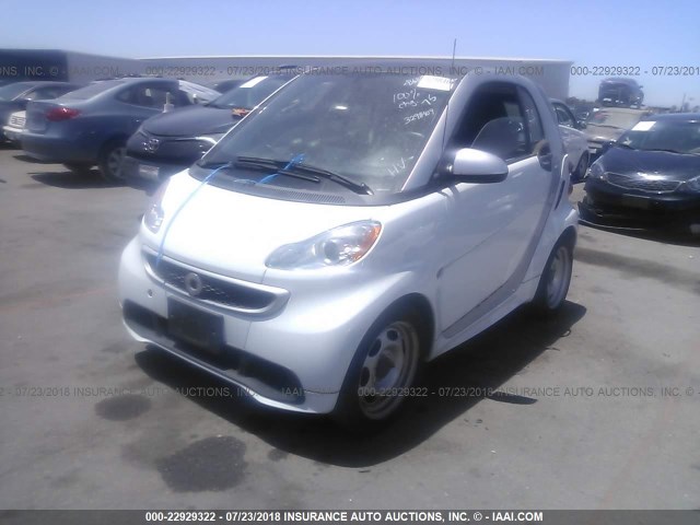 WMEEJ9AA2FK825924 - 2015 SMART FORTWO ELECTRIC WHITE photo 2