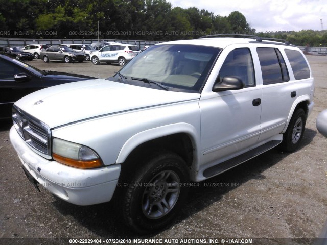 1D4HS48N03F571903 - 2003 DODGE DURANGO SLT WHITE photo 2