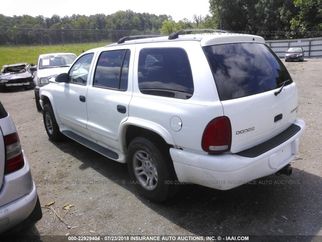 1D4HS48N03F571903 - 2003 DODGE DURANGO SLT WHITE photo 3