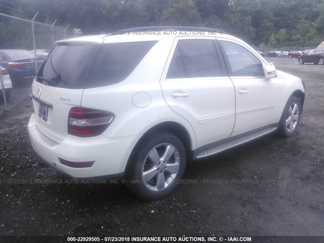 4JGBB8GB6BA625021 - 2011 MERCEDES-BENZ ML 350 4MATIC WHITE photo 4