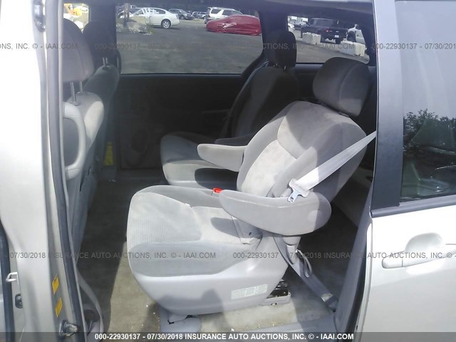 5TDZK23C18S196543 - 2008 TOYOTA SIENNA CE/LE SILVER photo 8