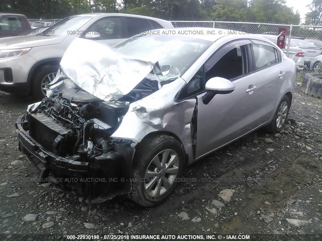 KNADN4A32F6479768 - 2015 KIA RIO EX/SX SILVER photo 2