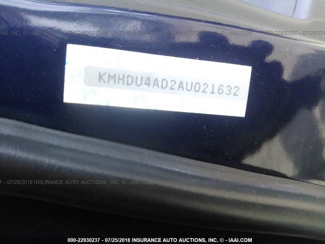 KMHDU4AD2AU021632 - 2010 HYUNDAI ELANTRA BLUE/GLS/SE BLUE photo 9