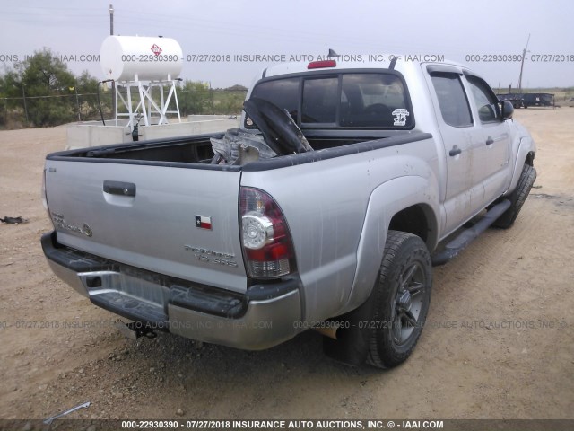 5TFJU4GN6CX028723 - 2012 TOYOTA TACOMA DOUBLE CAB PRERUNNER SILVER photo 4