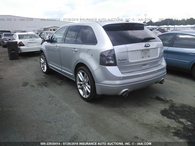 2FMDK3AC6ABB27241 - 2010 FORD EDGE SPORT SILVER photo 3