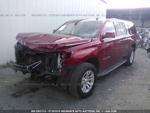 1GNSKJKC7FR147802 - 2015 CHEVROLET SUBURBAN K1500 LT RED photo 2