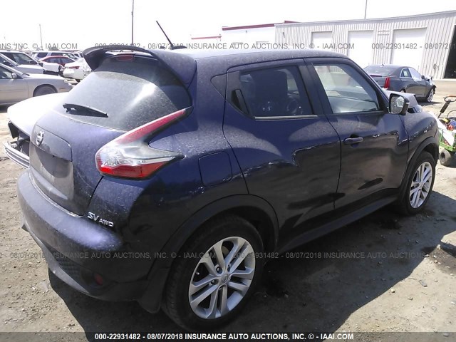 JN8AF5MV3FT555901 - 2015 NISSAN JUKE S/SV/SL/NISMO Dark Blue photo 4