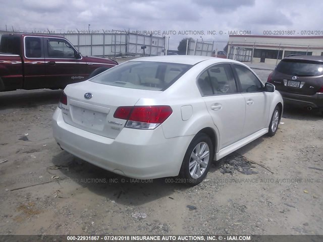 4S3BMBE63A3226376 - 2010 SUBARU LEGACY 2.5I PREMIUM WHITE photo 4