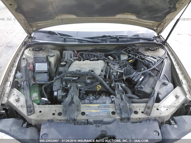 2G1WW12EX59222302 - 2005 CHEVROLET MONTE CARLO LS 金色 照片 10