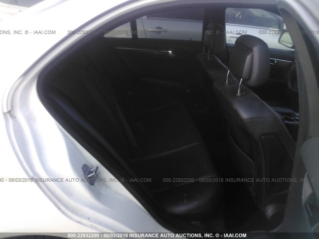 WDDGF56X48F196523 - 2008 MERCEDES-BENZ C 350 WHITE photo 8