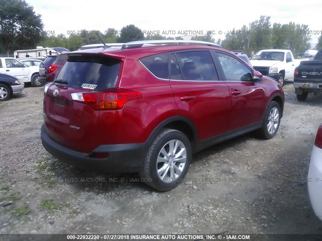 2T3YFREV5DW013340 - 2013 TOYOTA RAV4 LIMITED RED photo 4