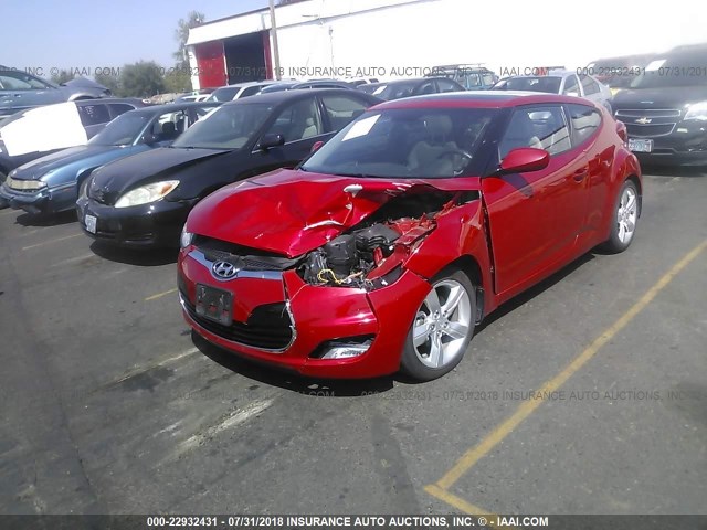 KMHTC6ADXEU199157 - 2014 HYUNDAI VELOSTER RED photo 2