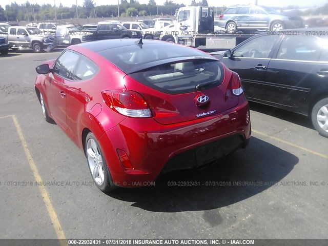 KMHTC6ADXEU199157 - 2014 HYUNDAI VELOSTER RED photo 3