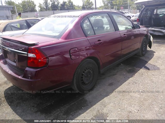 1G1ZS51F36F280223 - 2006 CHEVROLET MALIBU LS წითელი ფოტო 4