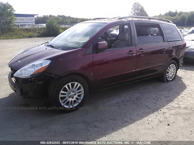 5TDZK22C68S100536 - 2008 TOYOTA SIENNA XLE/XLE LIMITED MAROON photo 2