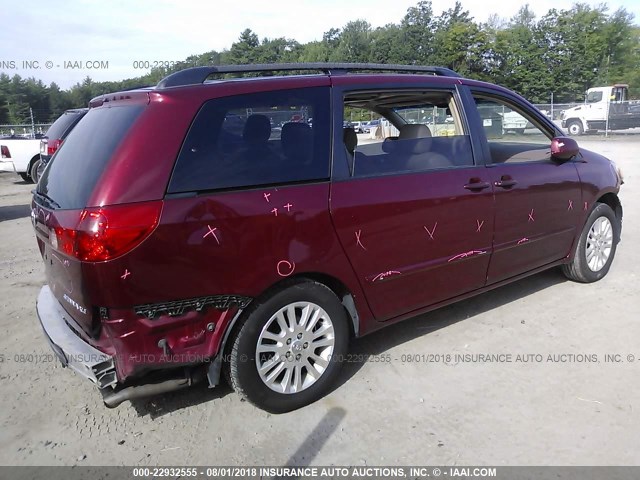 5TDZK22C68S100536 - 2008 TOYOTA SIENNA XLE/XLE LIMITED MAROON photo 4