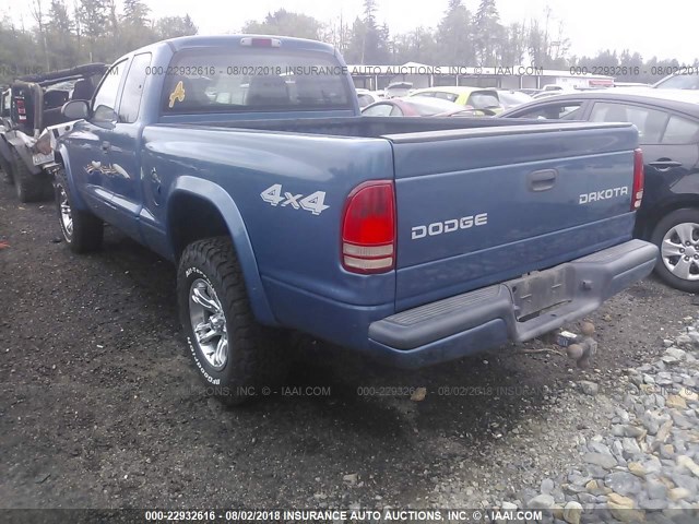 1D7HG32N63S308751 - 2003 DODGE DAKOTA SPORT BLUE photo 3