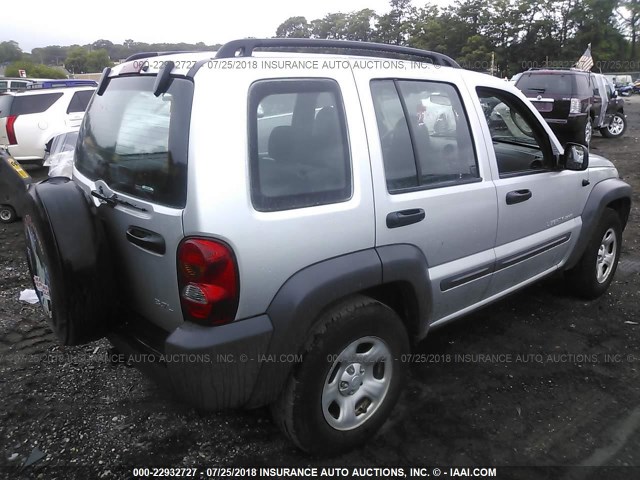 1J4GL48K33W633400 - 2003 JEEP LIBERTY SPORT/FREEDOM ვერცხლისფერი ფოტო 4
