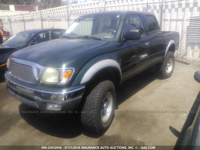 5TEGM92N01Z845657 - 2001 TOYOTA TACOMA DOUBLE CAB PRERUNNER GREEN photo 2