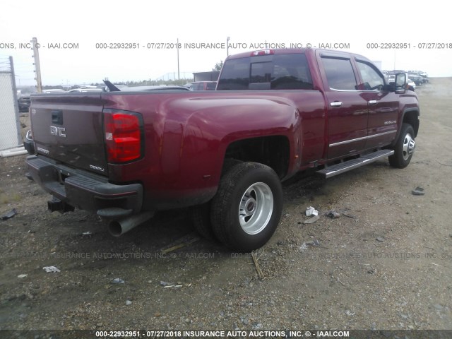 1GT42YEY5JF260336 - 2018 GMC SIERRA K3500 DENALI MAROON photo 4